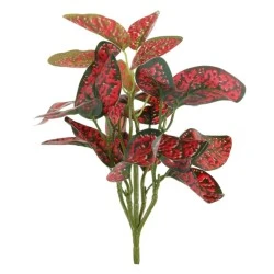 Artificial Spotted Dragon Leaf Plant Red Green 24cm - DRA007 I4