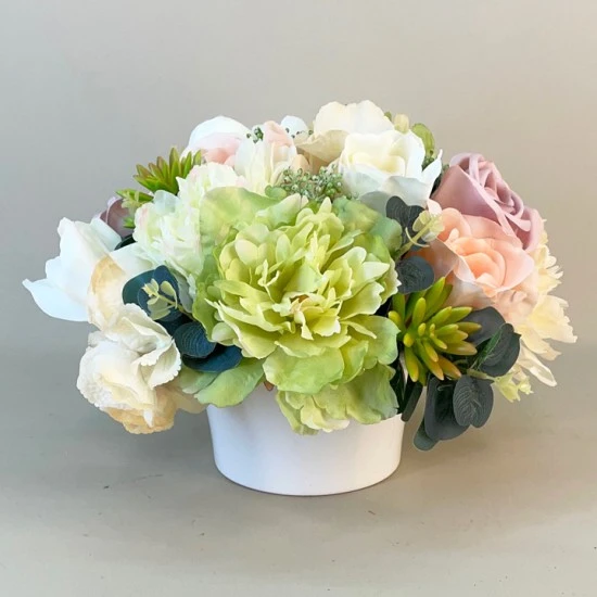 Artificial Flower Arrangement | Peony and Roses Bowl - PEO014 BX8