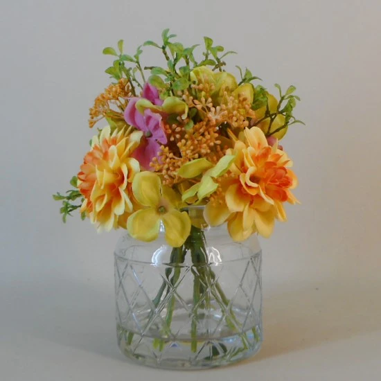 Artificial Flower Arrangements | Dahlias and Hydrangeas Yellow - DAH006 3D
