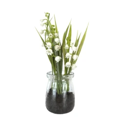 Artificial Lily of the Valley Plant in Glass Jar 18cm - LIL001 3B