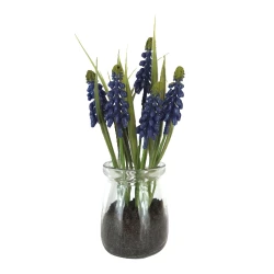 Artificial Muscari Plant in Glass Jar 18cm - MUS001 3B