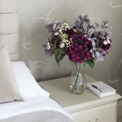 Statement Artificial Flower Arrangement | Aubergine Hydrangeas and Berries - HYD008 1B