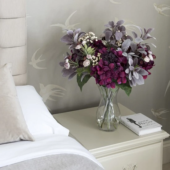 Statement Artificial Flower Arrangement | Aubergine Hydrangeas and Berries - HYD008 1B