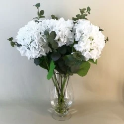 Elegant White Hydrangeas Vase | Artificial Flower Arrangements - HYD015 1B