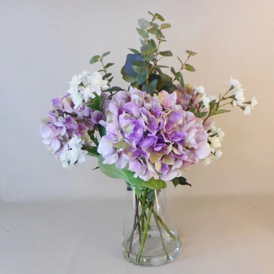 Centerpiece Arrangement | Mauve Artificial Hydrangeas & Eucalyptus - HYD022 1A
