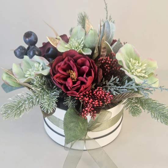 Paloma Christmas Hat Box Flowers - X21093