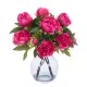 Artificial Flower Arrangement | Hot Pink Peonies in Bubble Vase - PEO003