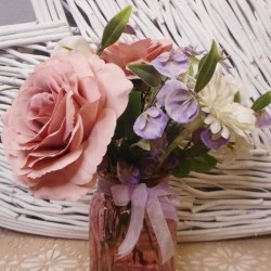 Pink Roses and White Hydrangeas Artificial Flower Arrangement - ROS006 6B