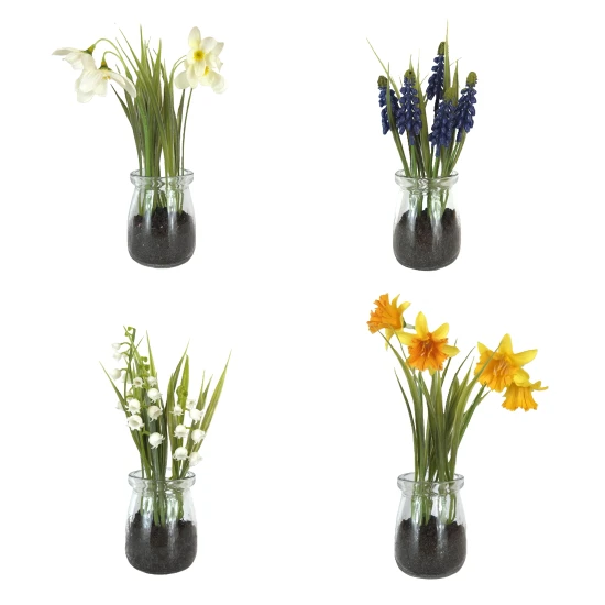 Artificial Muscari Plant in Glass Jar 18cm - MUS001 3B