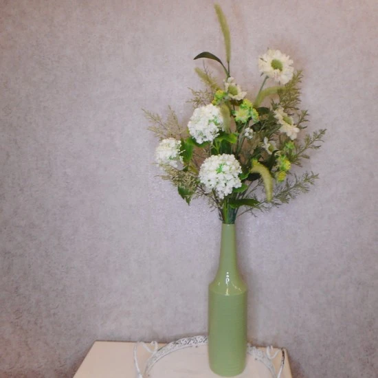 Judy Faux Flowers Arrangement | Viburnum and Garden Flowers Vase - VIB002 4C