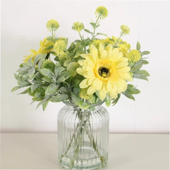 Yellow Gerberas in Vase Artificial Flower Arrangement 35cm - GER003 3D