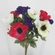 Silk Anemone Posy Red White Purple 25cm - A006 A4