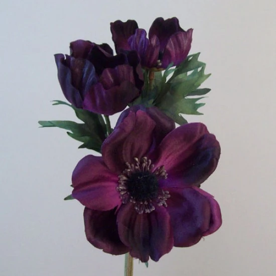 Artificial Anemones Aubergine Plum 45cm - A116 A2