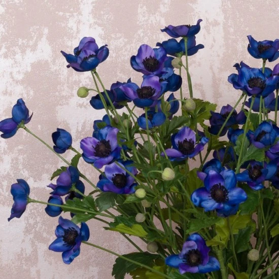 Artificial Japanese Anemones Dark Blue 68cm - A096 