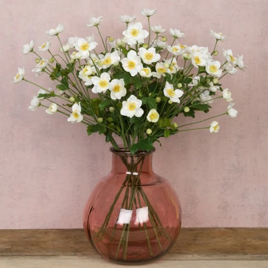 Artificial Japanese Anemones White 68cm - A097 A4