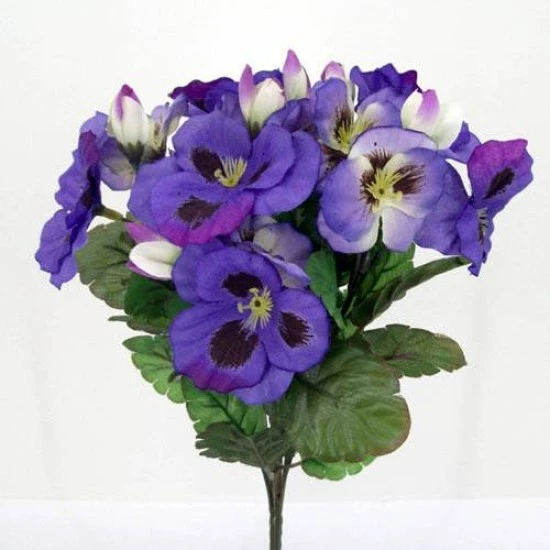 Purple Silk Pansies 25cm - P004 