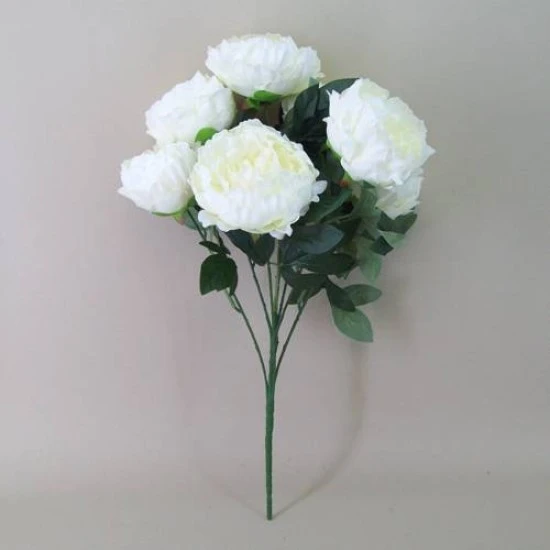 Bunch of Artificial Peony Flowers Cream 57cm - P104 L1