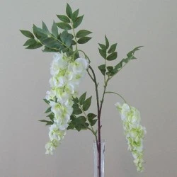 Artificial Wisteria Two White Flowers 70cm - W022A S3