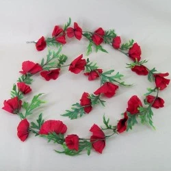 Silk Poppy Garland Red 184cm - P116 II2