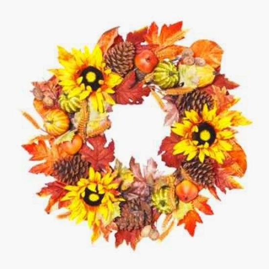 Artificial Sunflowers and Pumpkins Autumn Wreath 65cm - AUT013 BAY3D