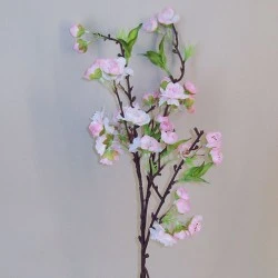 Artificial Cherry Blossom Branch Pale Pink Short Stem 48cm - B037 