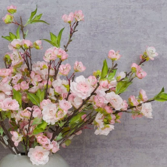 Artificial Cherry Blossom Branch Pale Pink Short Stem 48cm - B037 