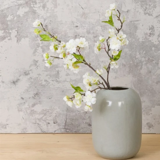 Artificial Cherry Blossom Branch White Short Stem 48cm - B038 JJ2