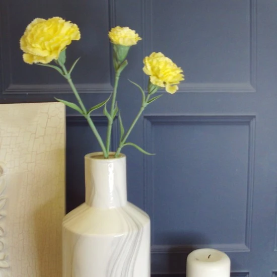 Artificial Spray Carnations Lemon Yellow 60cm - C099 B4