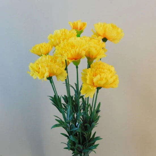 Fleur Artificial Carnations Bunch Yellow 45cm - C257 H2