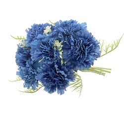 Artificial Carnations Bouquet Blue 37cm - C084