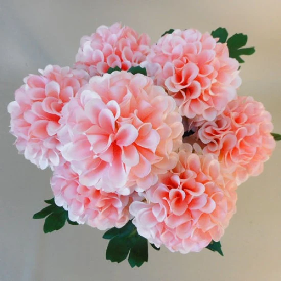 Artificial Ball Chrysanthemum Bunch Pale Pink 42cm - C043 BX3