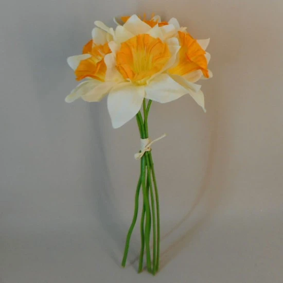 Artificial Daffodils Bundle Cream Orange 6 Stems 34cm - D022 FF2