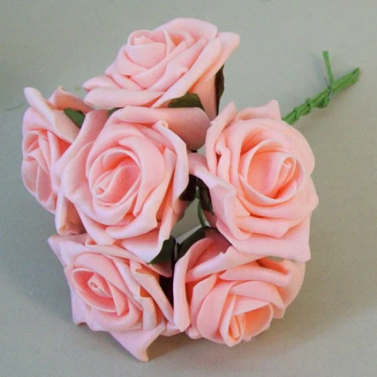 Colourfast Cottage Foam Roses Bundle Peach 6 Pack 24cm - R460 T3