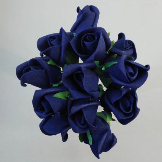 Colourfast Foam Rose Buds Navy Blue 12 pack 20cm - R222 U3