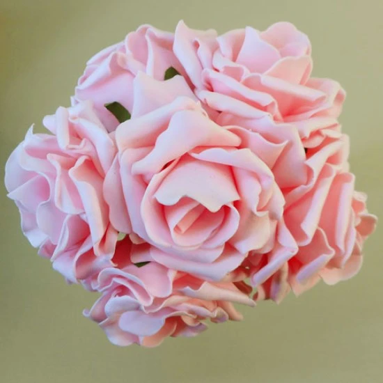 Colourfast Foam Roses Large Baby Pink 6 Pack 22cm - R212 N2