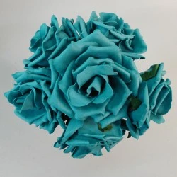 Colourfast Foam Roses Large Teal 6 Pack 22cm - R216 N3