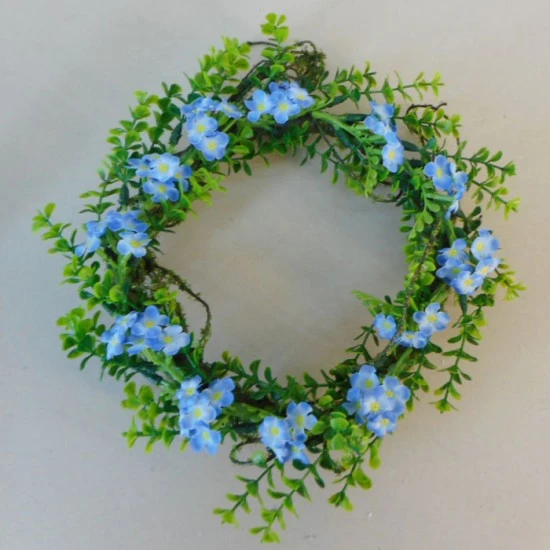 Artificial Forget me Not Wreath or Candle Ring Blue 20cm - F009 BX9