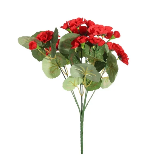Artificial Geranium Plant Red 33cm - G193 H1
