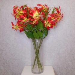 Artificial Gloriosa Flame Lily Orange Yellow 80cm - G004 D1