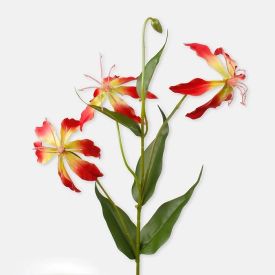 Artificial Gloriosa Flame Lily Orange Yellow 80cm - G004 D1