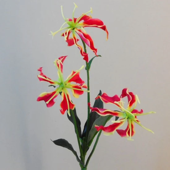 Artificial Gloriosa Flame Lily Spray Red 52cm - G018 E4