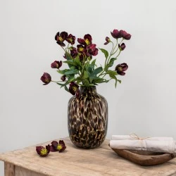 Artificial Helleborus Christmas Roses Burgundy 55cm - H132 