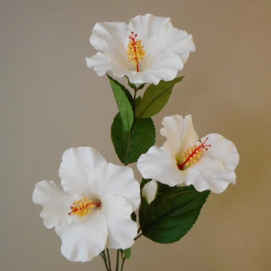Artificial Hibiscus Spray White 81cm - H150 R4