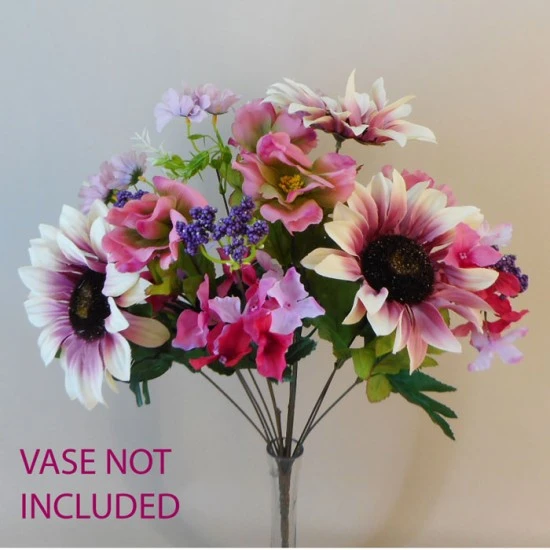 Artificial Sunflowers and Hydrangeas Bouquet Pink 50cm - S056 LL2