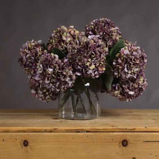 Artificial Hydrangeas Antique Purple and Green 42cm - H012 H1
