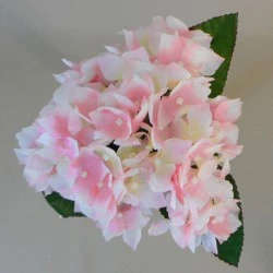Fleur Artificial Hydrangeas Bush Soft Pink and Cream 34cm - H068 GG1