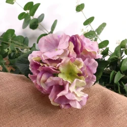Artificial Hydrangeas Mauve Pink Short Stem 35cm - H208 FF3