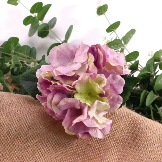 Artificial Hydrangeas Mauve Pink Short Stem 35cm - H208 FF3