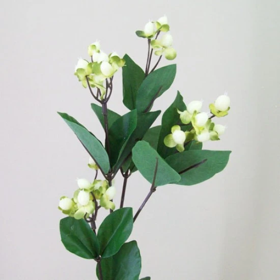Artificial Hypericum Berries Cream 72cm - H086 H2