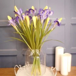Silk Iris Purple 2 Flowers 63cm - IR002 I2